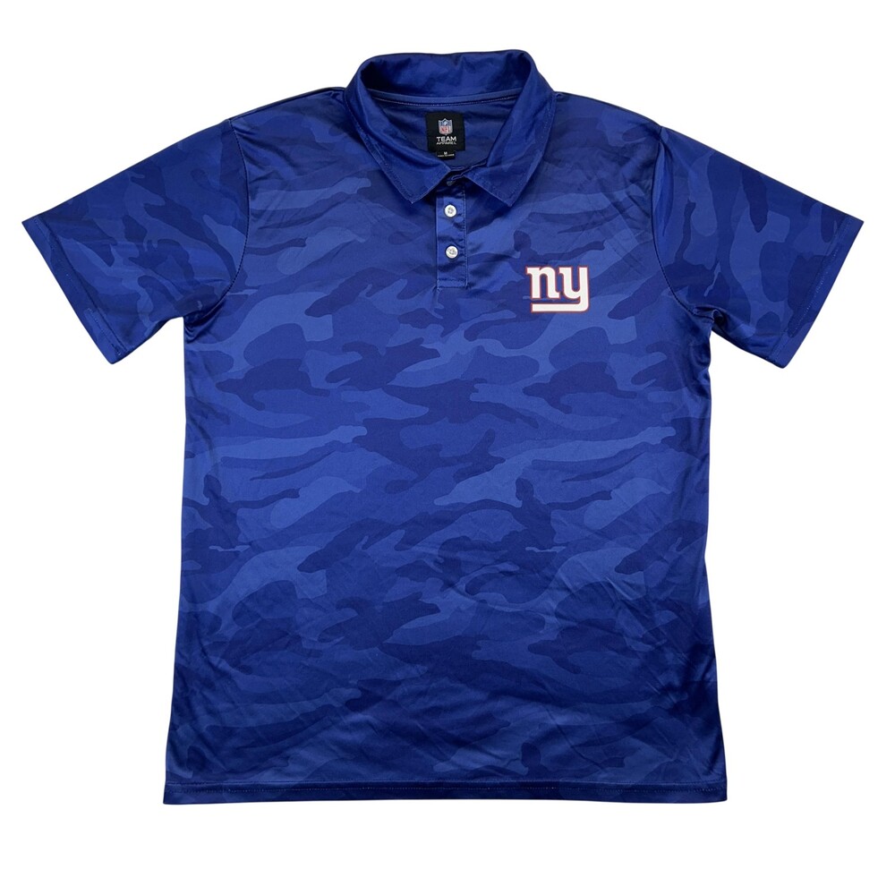 New York Giants Shirt Mens Medium Blue NFL Football Team Apparel Polo Camo